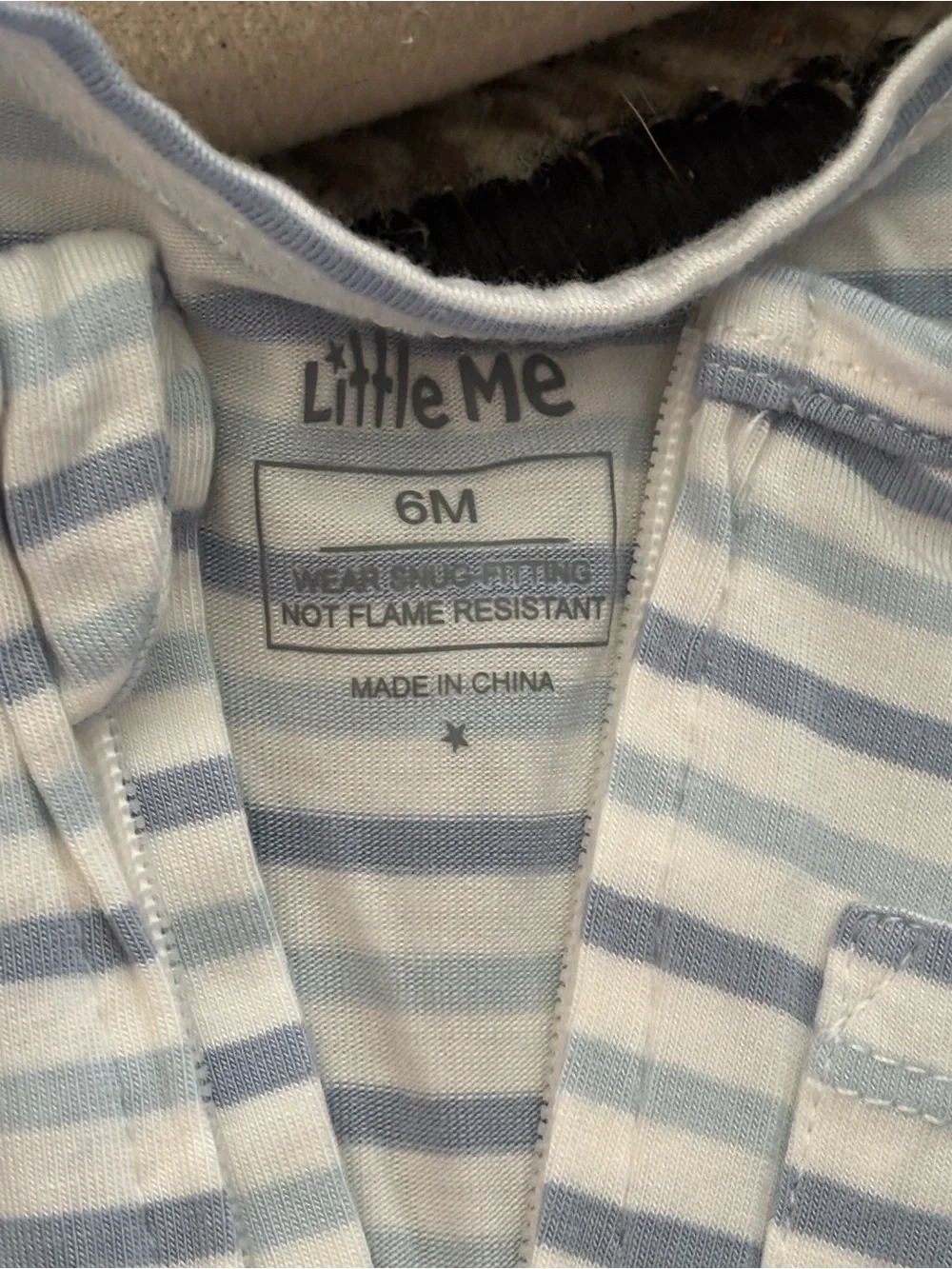 🎉 (6m) Little Me Blue & White Striped Footed One-Piece